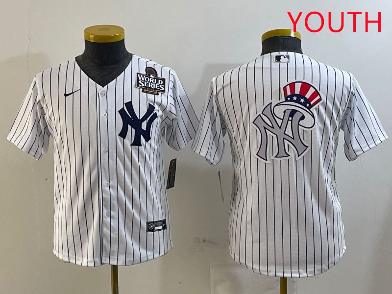 Youth New York Yankees Blank White Stripe Game 2025 Nike MLB Jersey style 5->youth mlb jersey->Youth Jersey